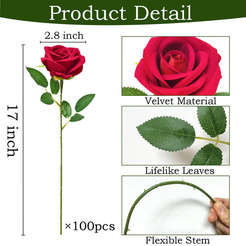 Cherica soft-touch velvet red roses offer lifelike petals and lasting charm.