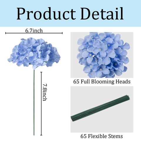 Unassembled Cherica hydrangea heads and stems for easy customization