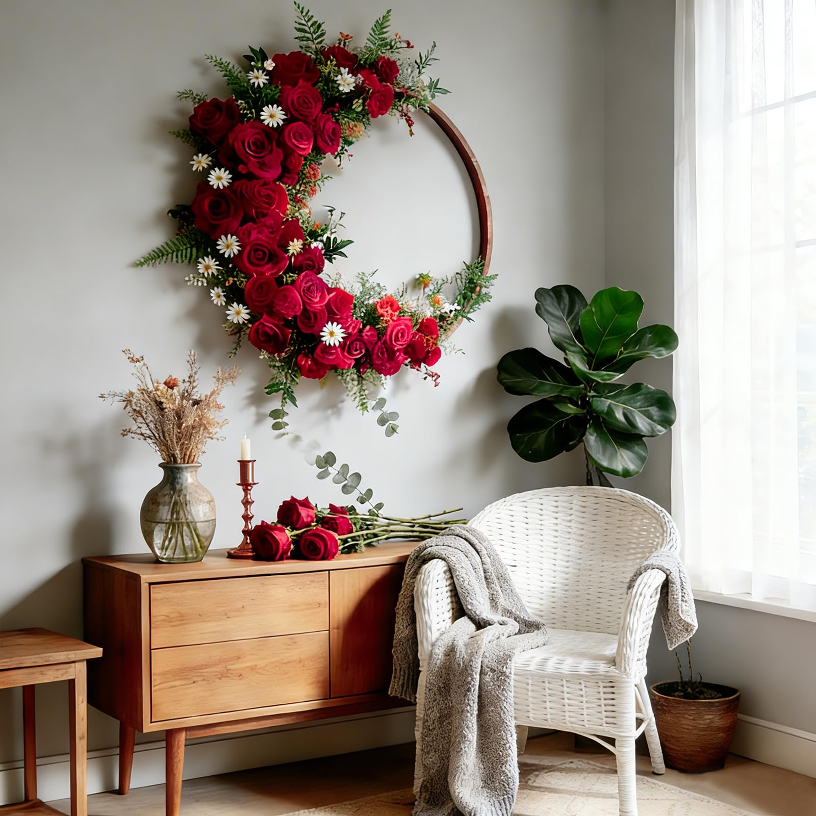 Cherica wall art with red roses creates romantic focal points in any room.