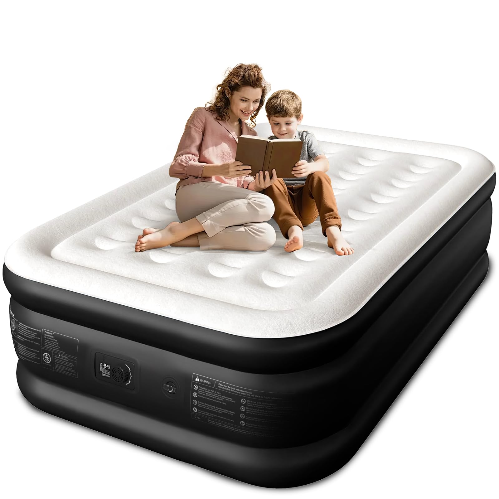 CHERIMOR full-size air mattress with built-in pump ready for guest room setup
