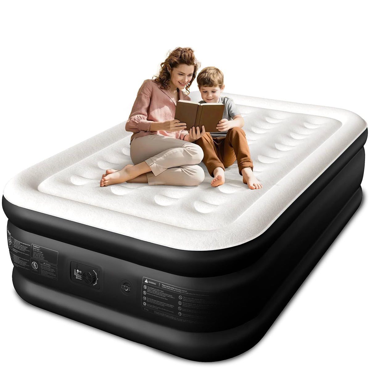 CHERIMOR full-size air mattress with built-in pump ready for guest room setup