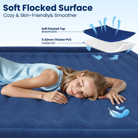 CHERIMOR Queen air mattress at 18-inch height offers elevated comfort