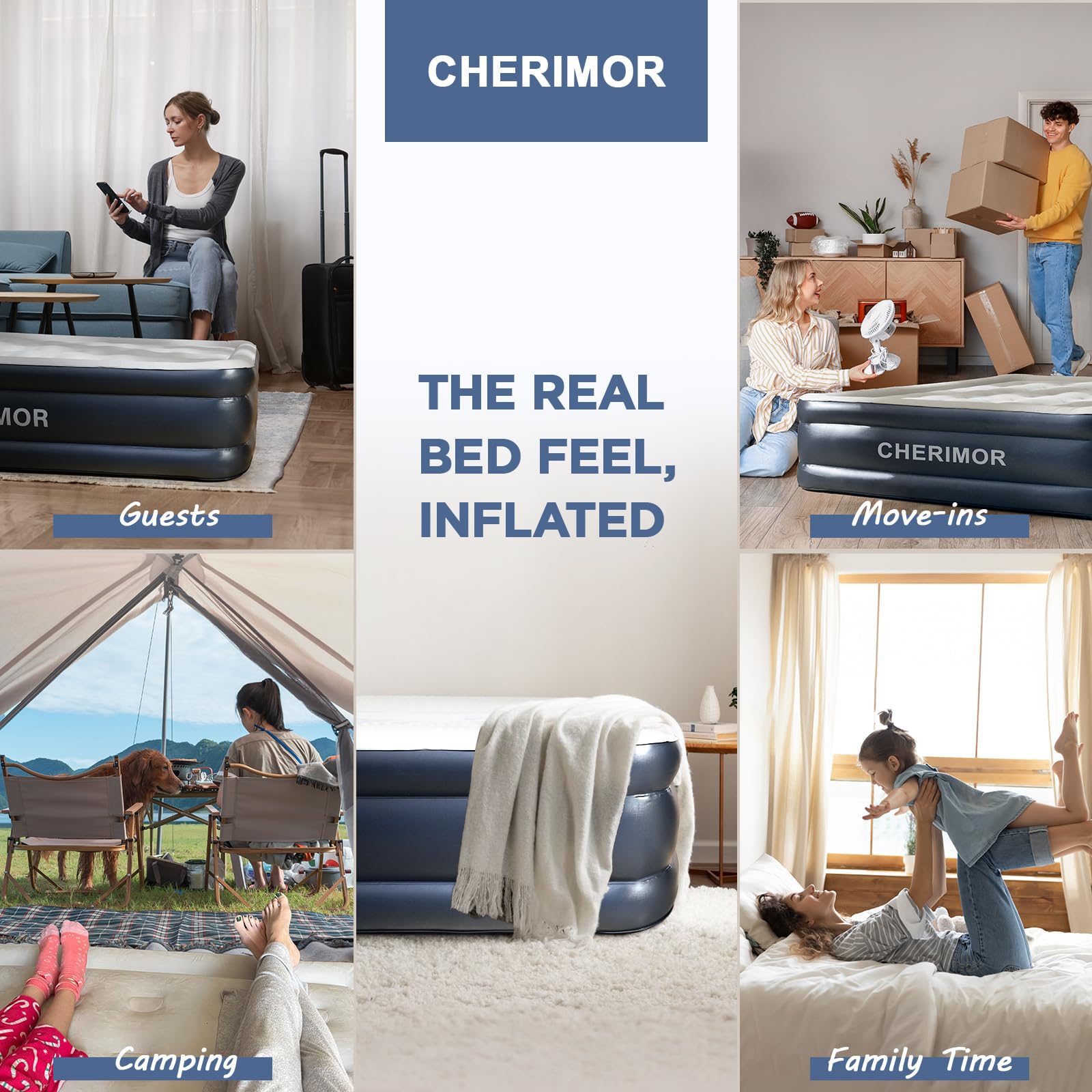 CHERIMOR Queen air mattress ideal for bedroom guest setup