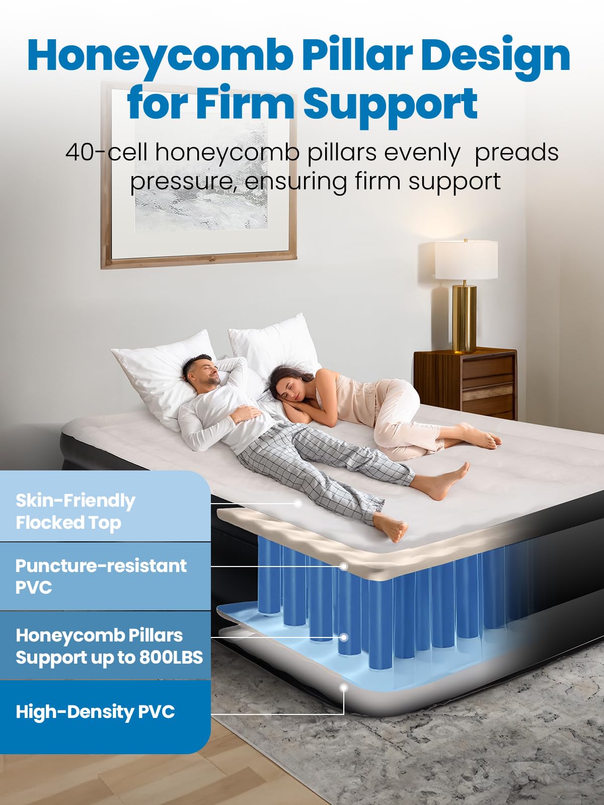 Luxurious flocked top on CHERIMOR Queen Mattress for pillow-top feel