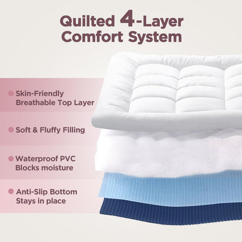 CHERIMOR Queen Air Mattress luxury quilted topper adds easy cleaning and plush softness.