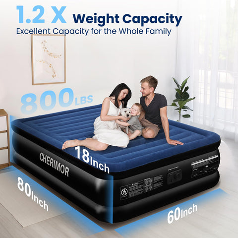 CHERIMOR Queen air mattress with multi-layer PVC for durability