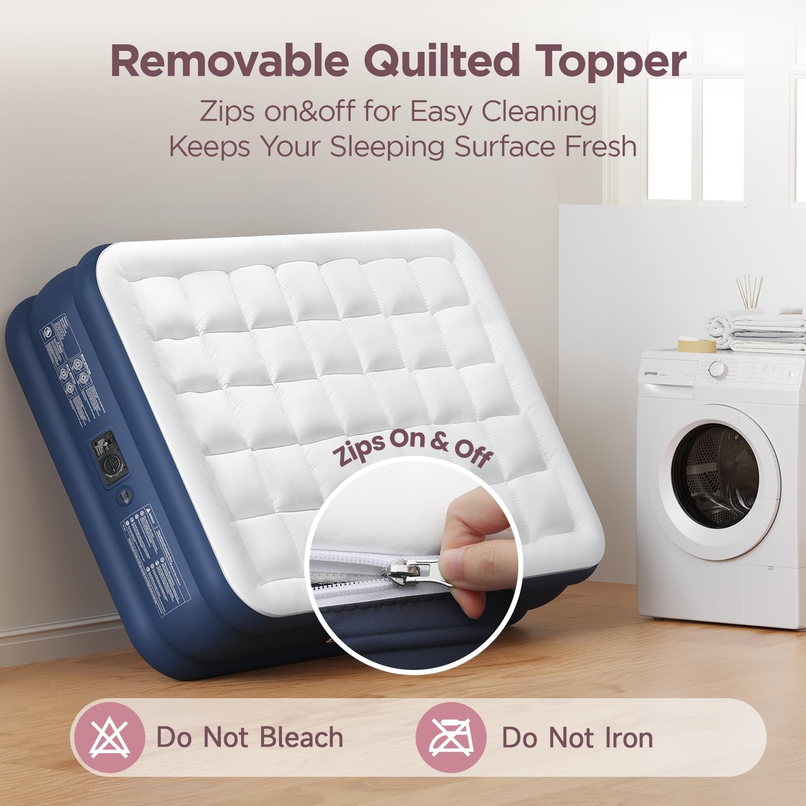 CHERIMOR Queen Air Mattress puncture-resistant PVC enhances long-lasting reliability.