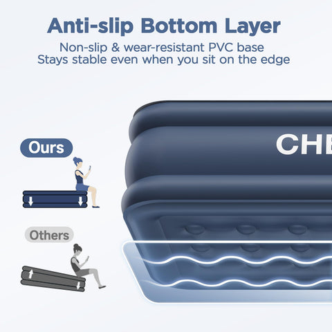 CHERIMOR Queen air mattress puncture-resistant PVC for durability during travel