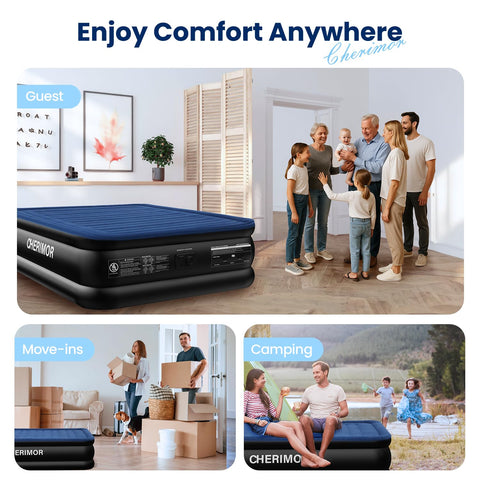 CHERIMOR Queen air mattress reinforced seams prevent leaks