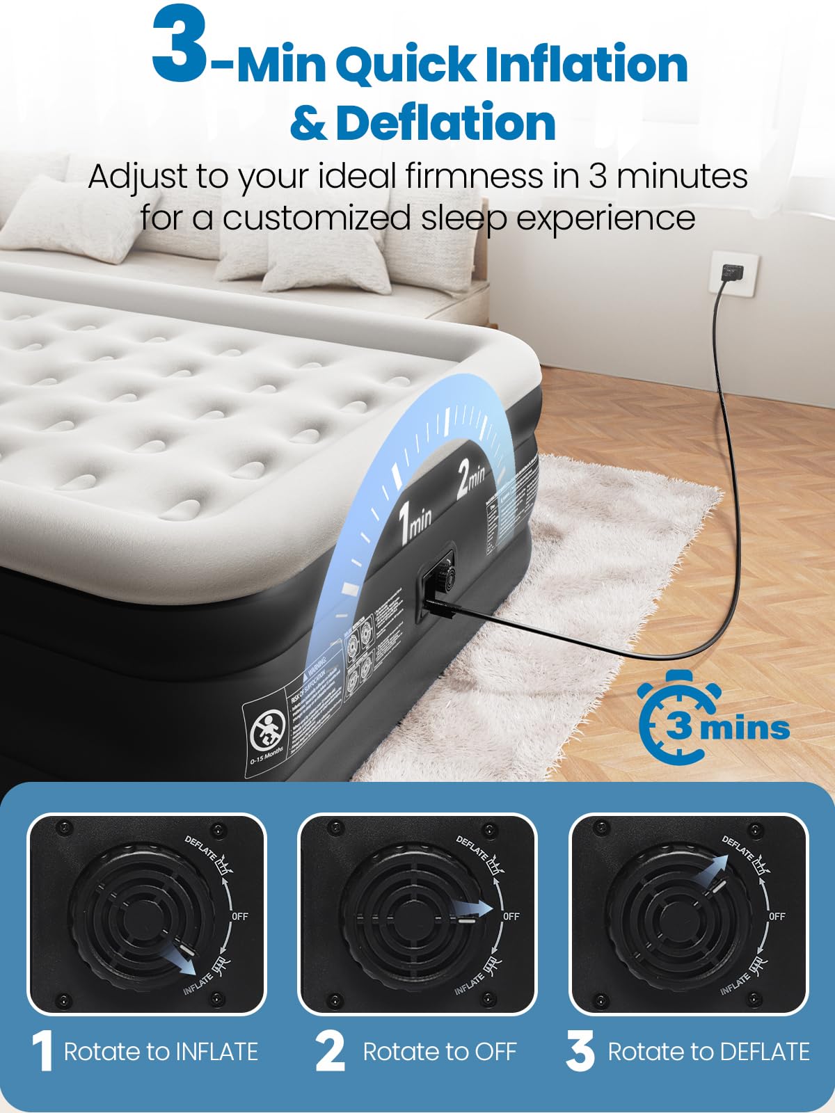 Compact backpack storage for CHERIMOR Queen Air Mattress