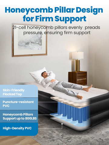 CHERIMOR Twin XL air mattress supports up to 500 lbs for sturdy nights