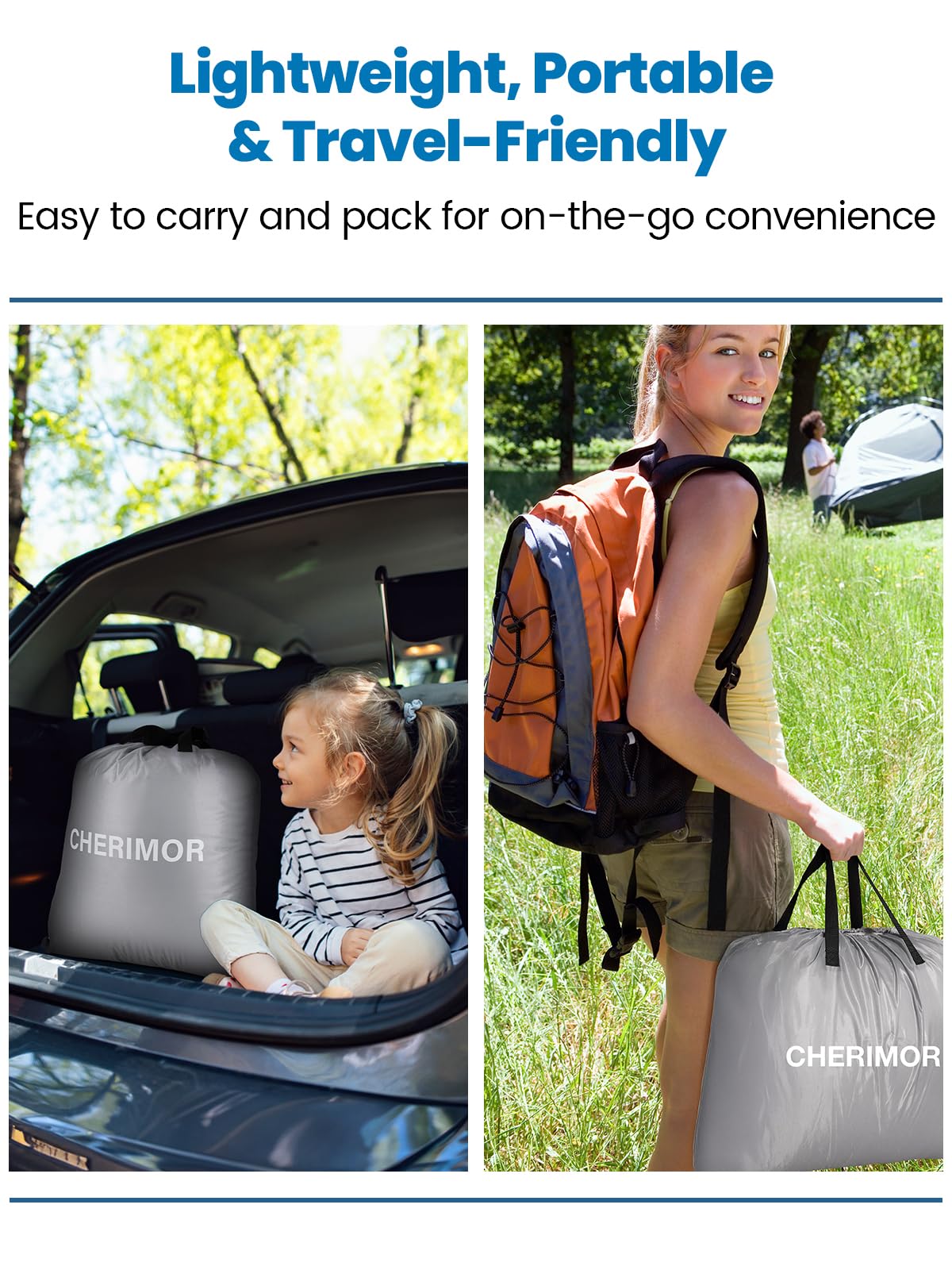 CHERIMOR mattress packs into backpack for easy storage
