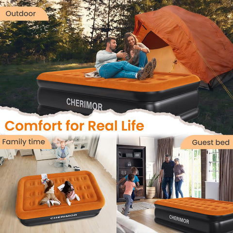 CHERIMOR Twin XL air mattress folds to 14 pounds for easy storage