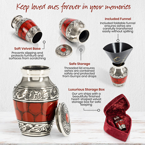 Cherishedly Yours urn with threaded lid for secure retention of ashes