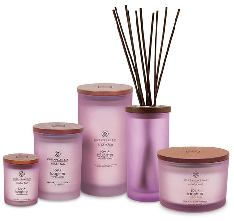 Chesapeake Bay Candle Joy + Laughter frosted jar adds elegant décor to any room