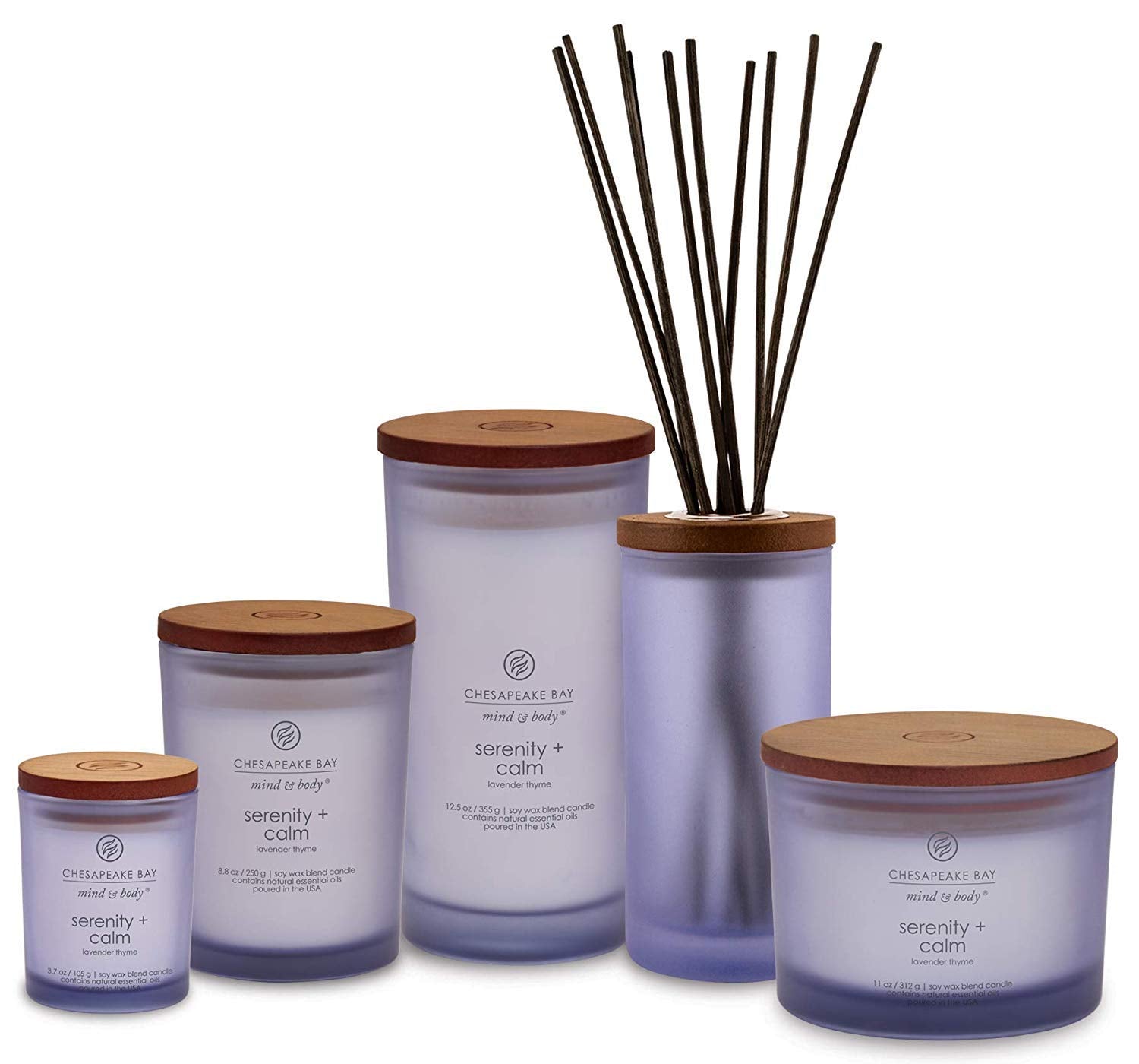 Chesapeake Bay Candle Serenity Calm packaging close view promotes gift-ready presentation.