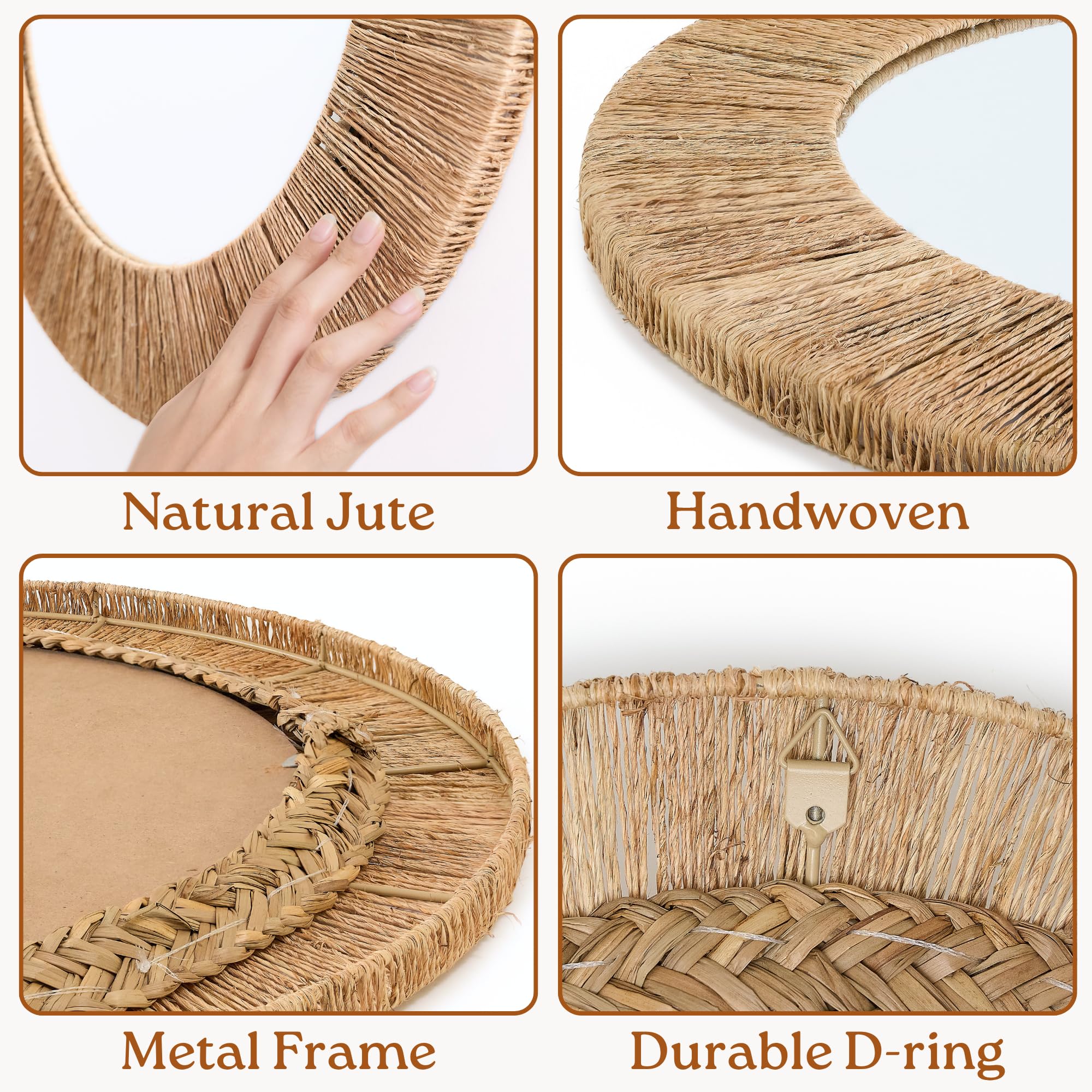 Chi An Home boho wall decor mirror enhances bedroom ambiance with natural fibers.