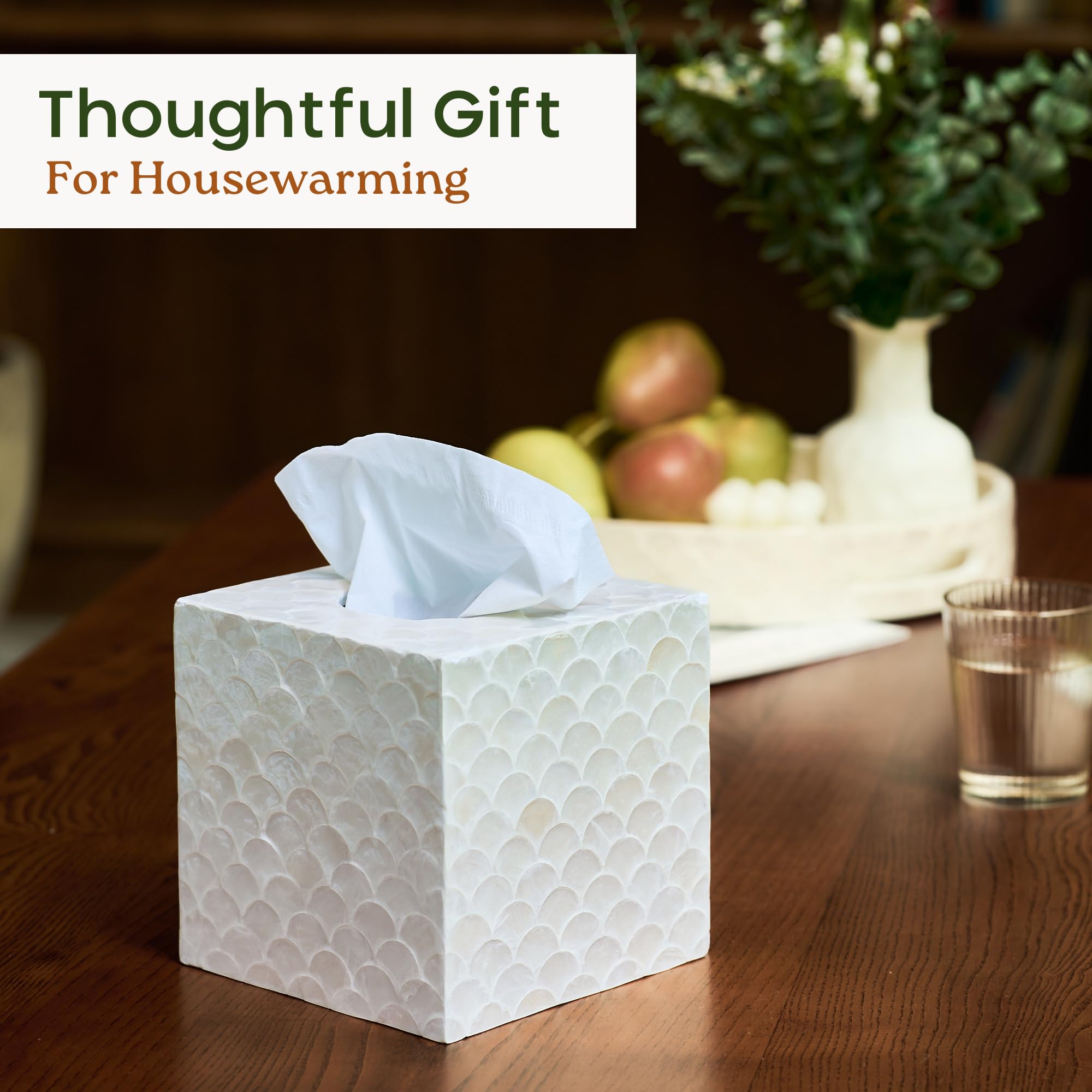 Chi An Home capiz tissue box cover makes a tasteful gift.