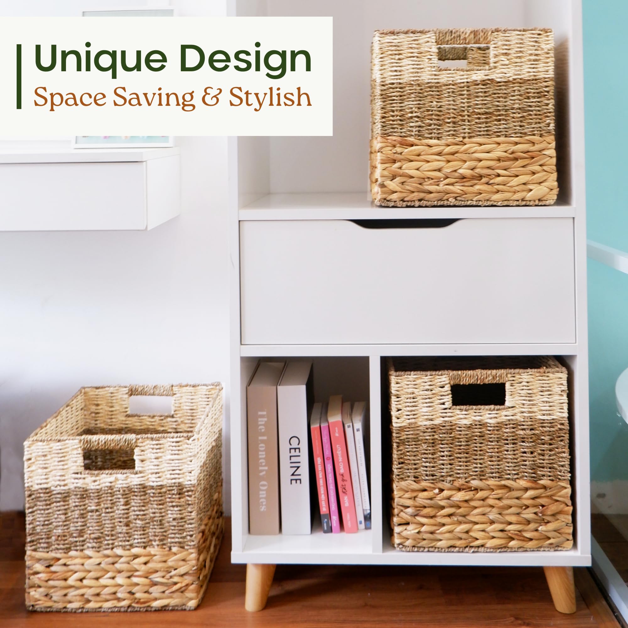 Chi An Home cube-shelf storage bin neatly organizes items on a shelf.