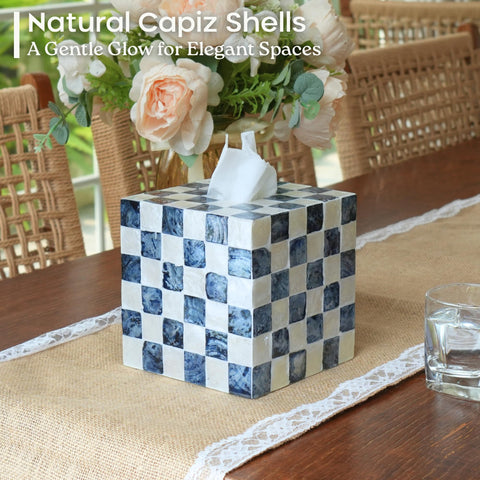Chi An Home handmade checkered cube tissue box cover adds bold decor to any space.
