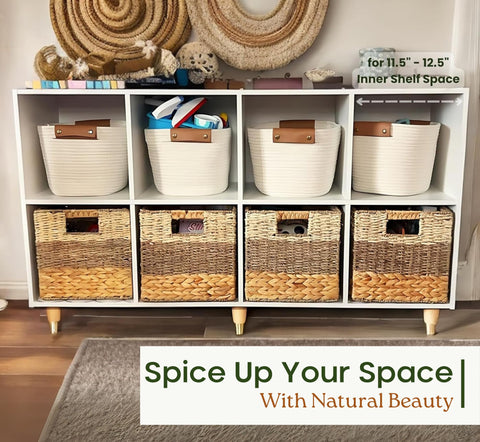Chi An Home heavy-duty handles on woven bin for easy carrying