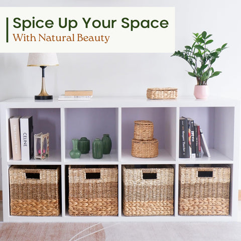 Chi An Home natural-wicker bin closeup shows handwoven texture for durable storage.