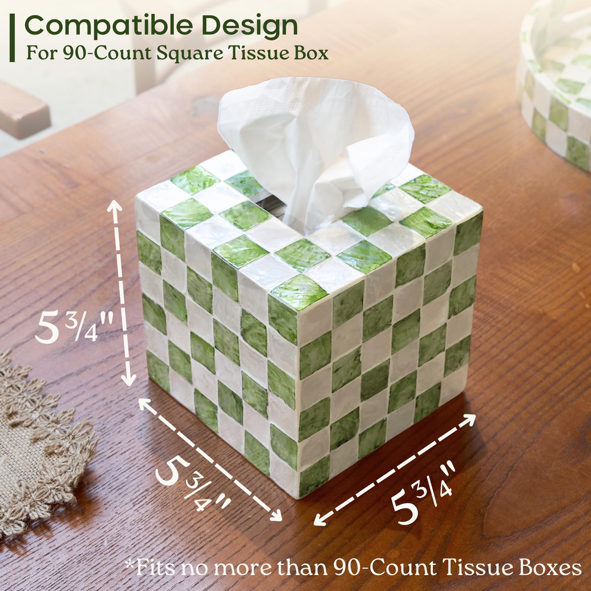 Chi An Home square tissue box cover with bottom slider for easy refills.