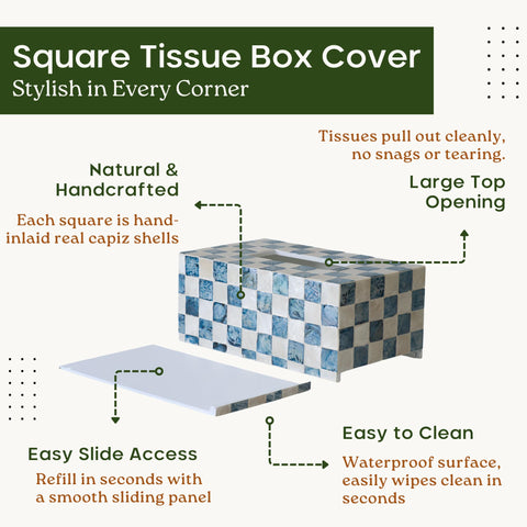 Chi An Home navy checkered design highlights easy tissue refills
