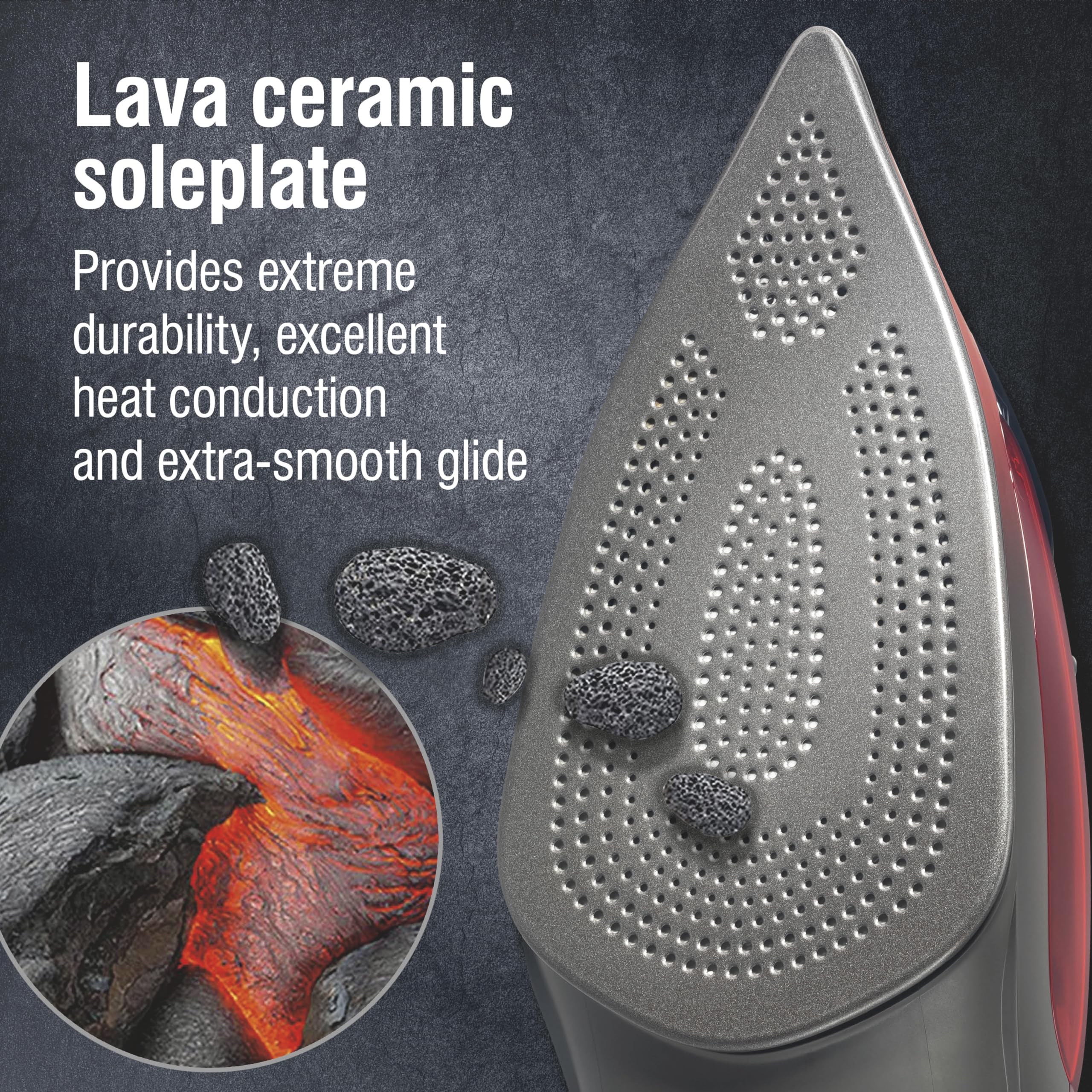 CHI Lava steam holes with 400-plus outlets for wrinkle removal