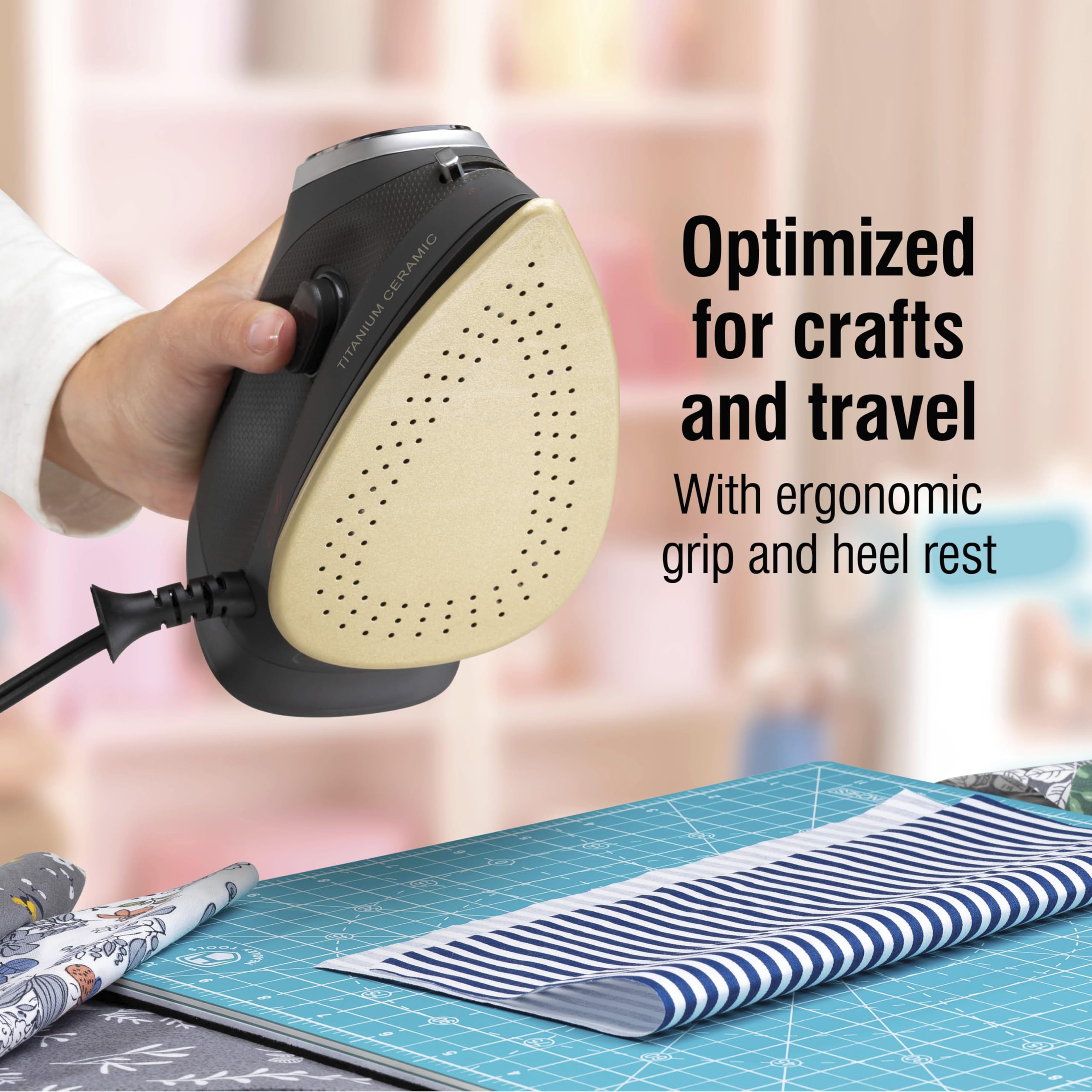 CHI Mini Iron textured grip offers comfortable control.