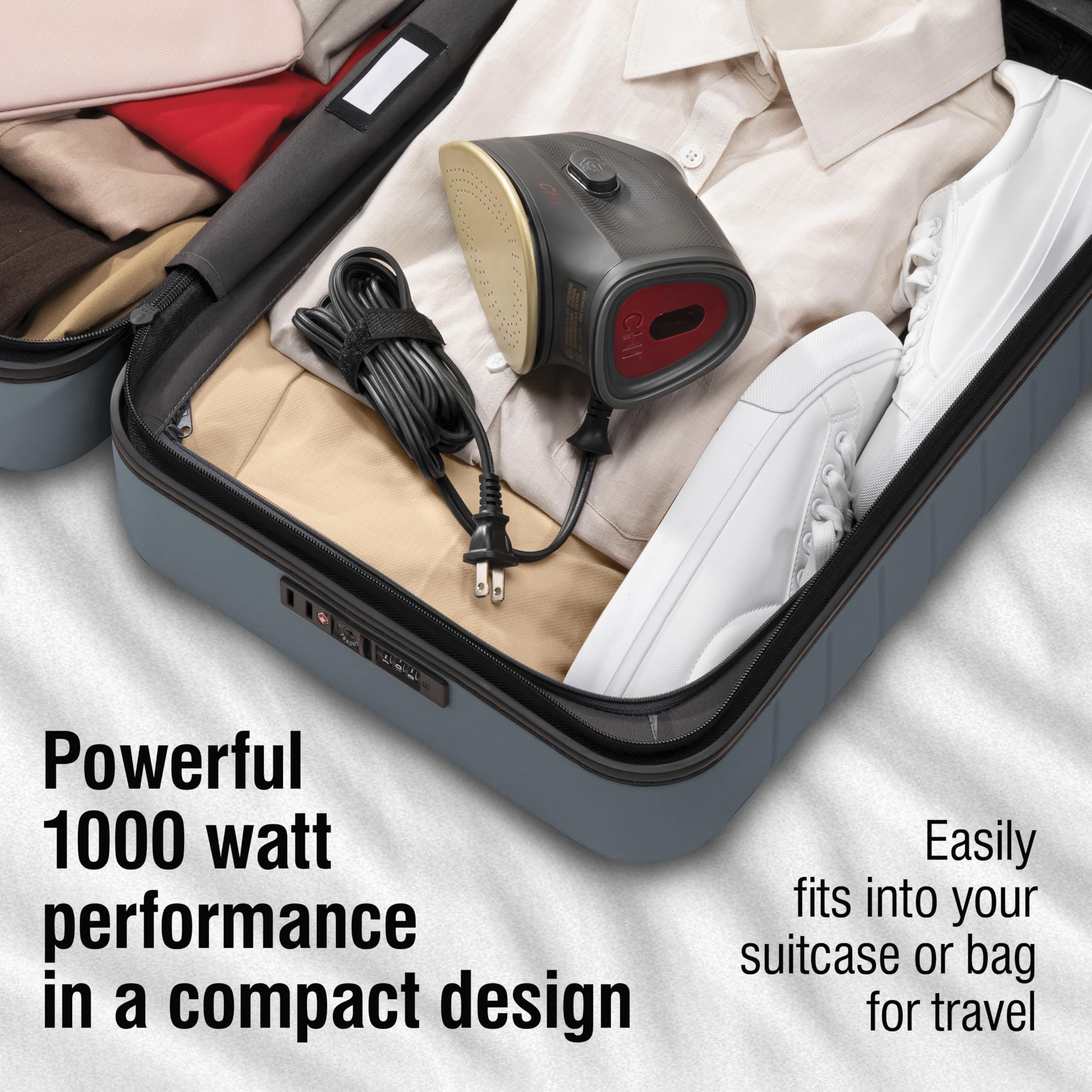 CHI Mini Iron steam power tackles wrinkles for travel.