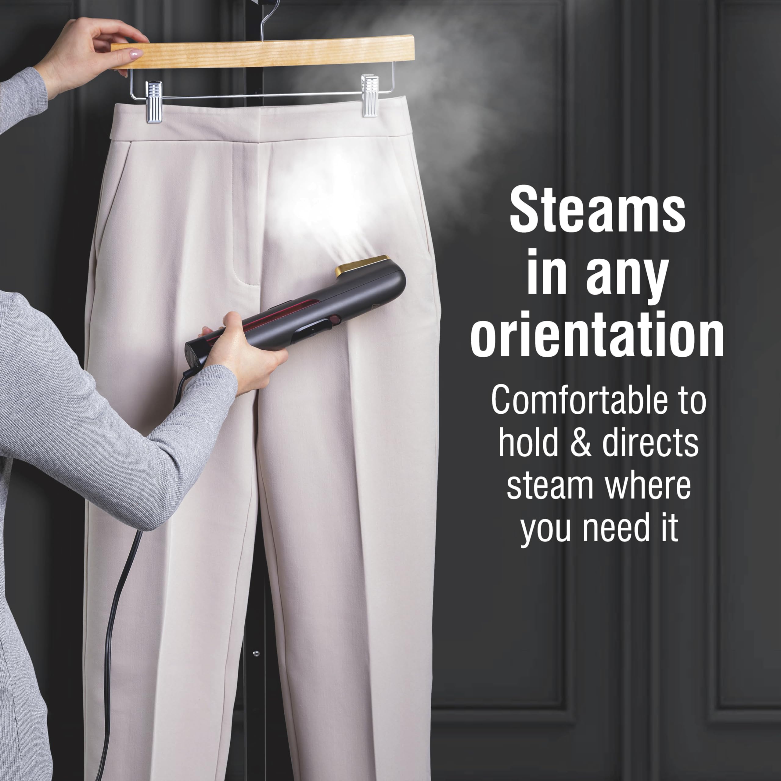 CHI Steam Handheld Garment Steamer heats in 35 seconds for quick refreshes.