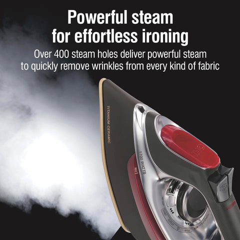 CHI steam iron features an 8-foot retractable cord for easy reach and storage