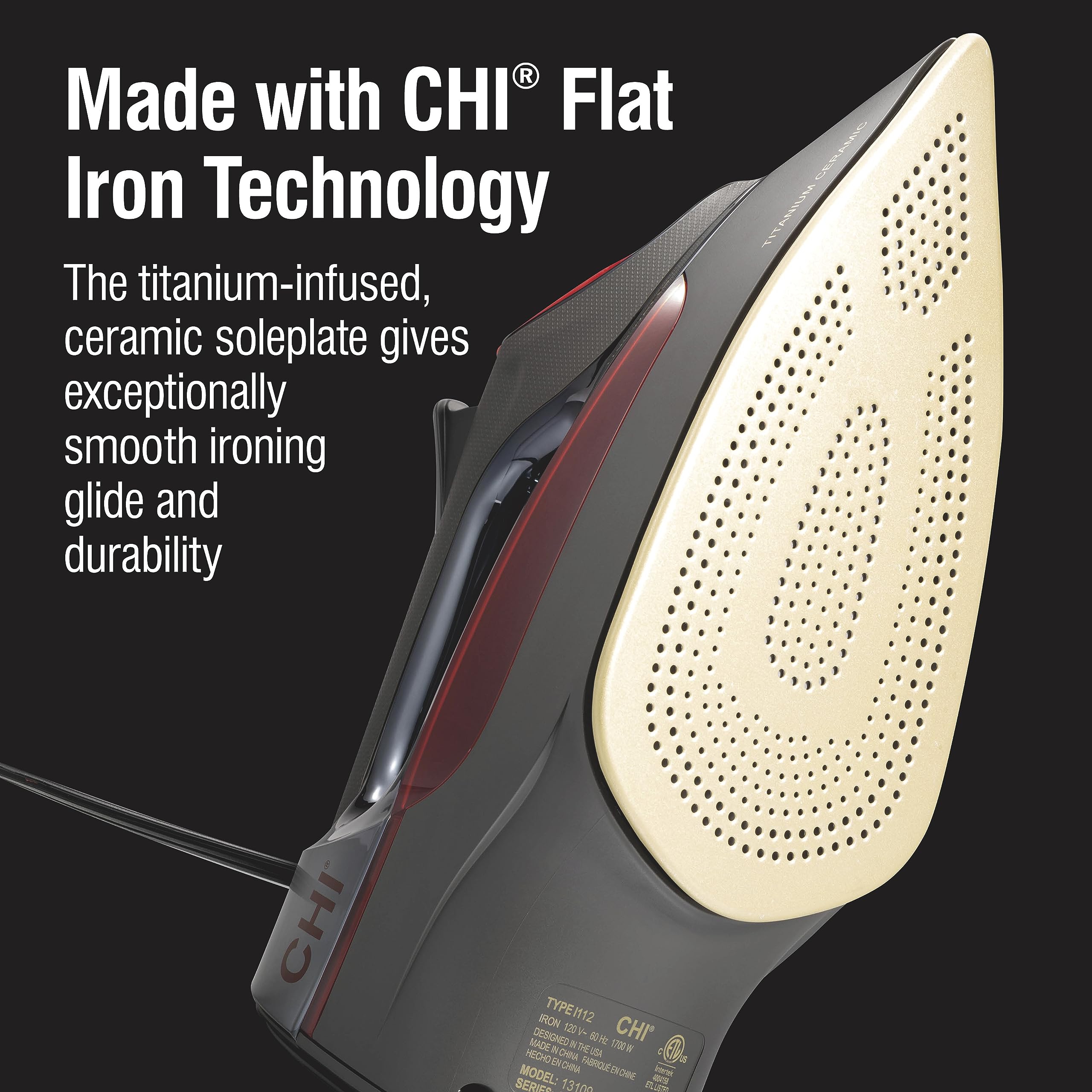 CHI Steam Iron with 400-plus steam holes powers through wrinkles on various fabrics.