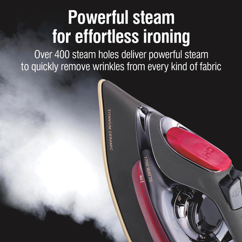 CHI Steam Iron 8 ft retractable cord keeps cords organized during ironing sessions.