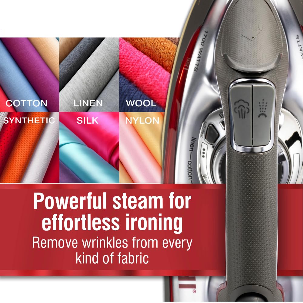 CHI Steam iron soleplate closeup emphasizes scratch resistance and even heat.