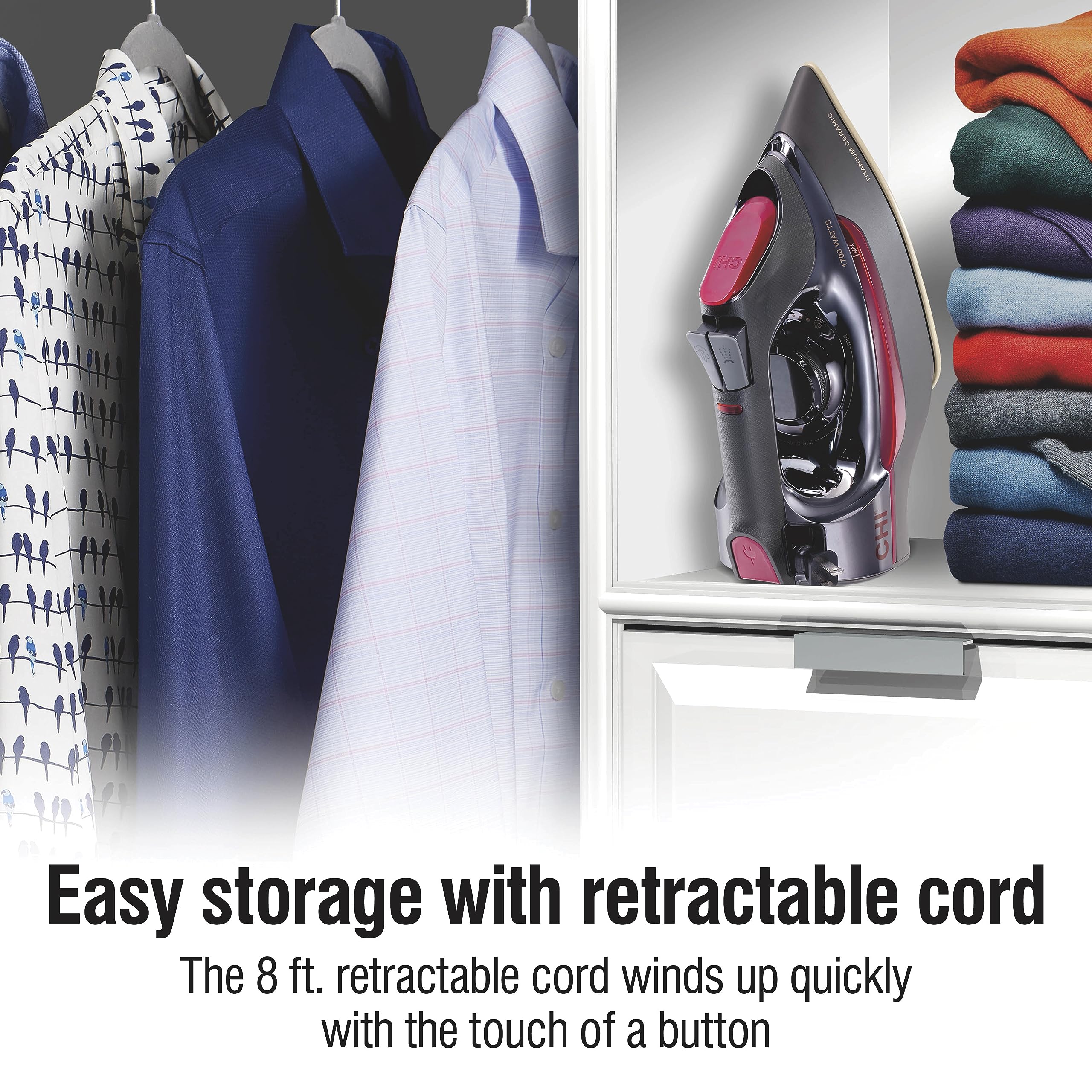 CHI Steam Iron temperature dial helps tailor heat for different fabrics safely.