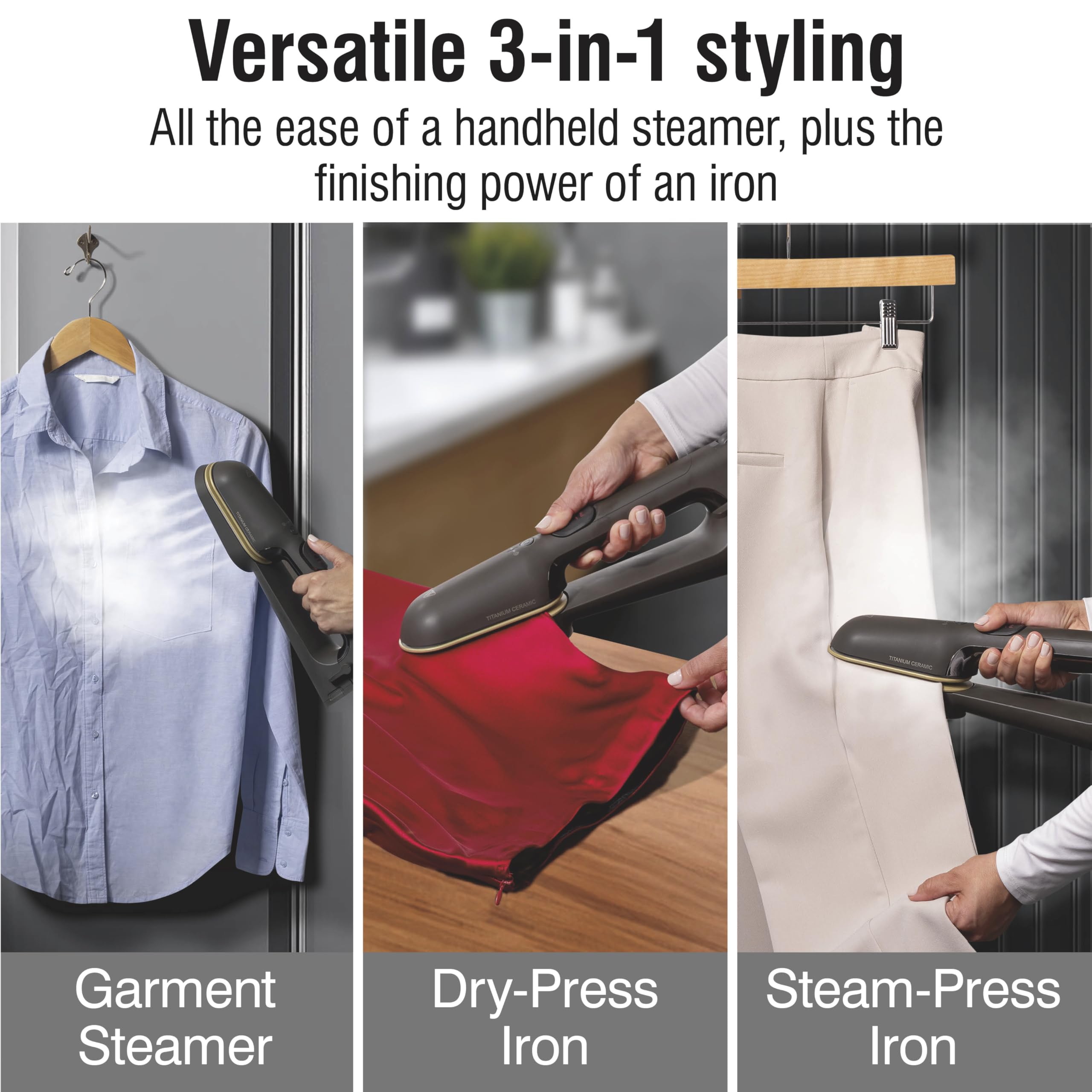CHI SteamPress flat-iron-mode quickly pressing seams on denim and cotton