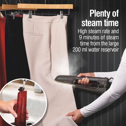 CHI SteamPress titanium-ceramic soleplate gliding smoothly on fabric