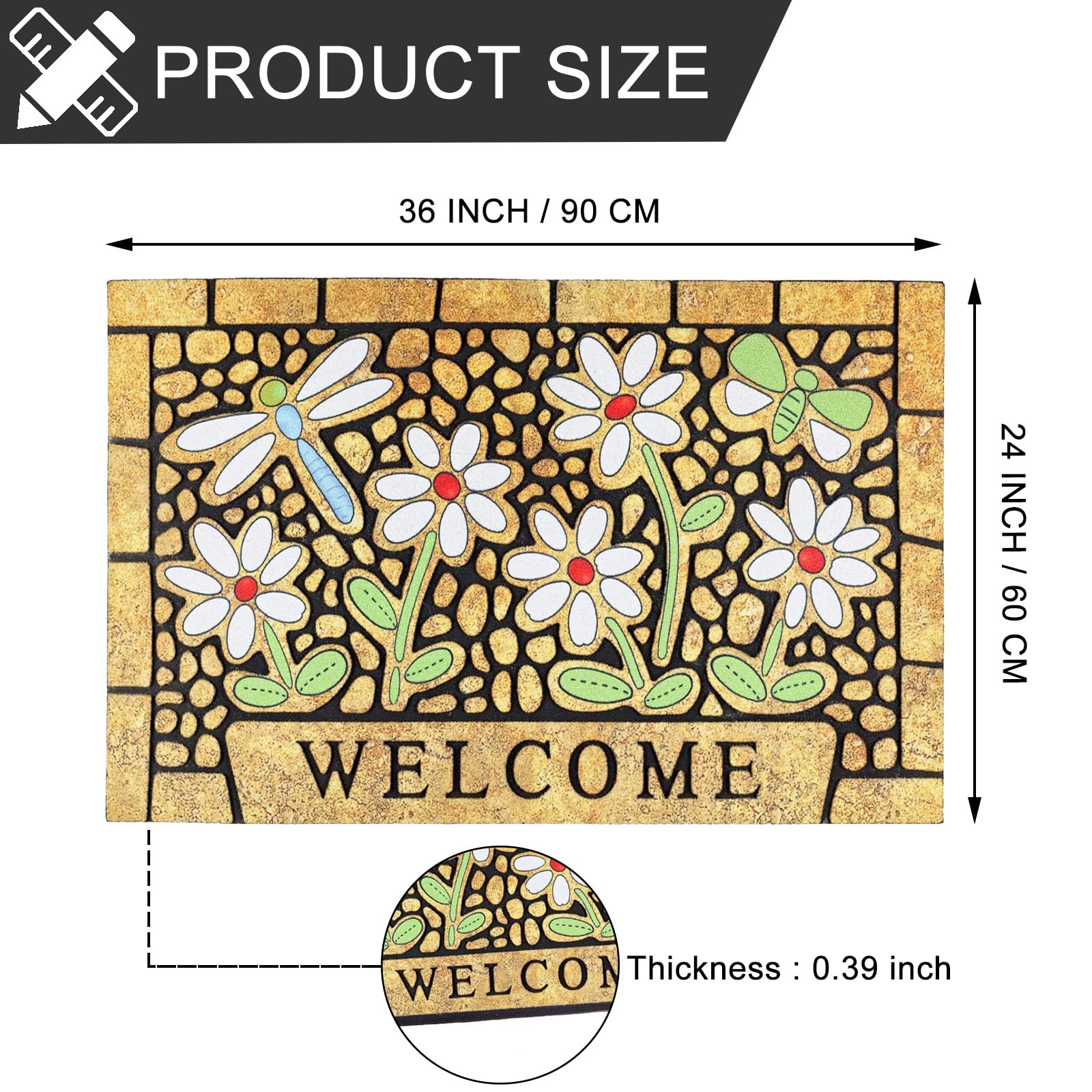CHICHIC flocked fiber surface traps dirt while showcasing a stylish dragonfly pattern.