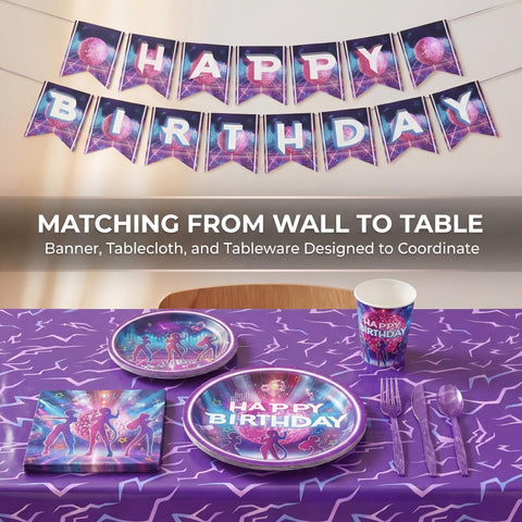 CHICMOSS napkins complete the purple decor and practical mess control