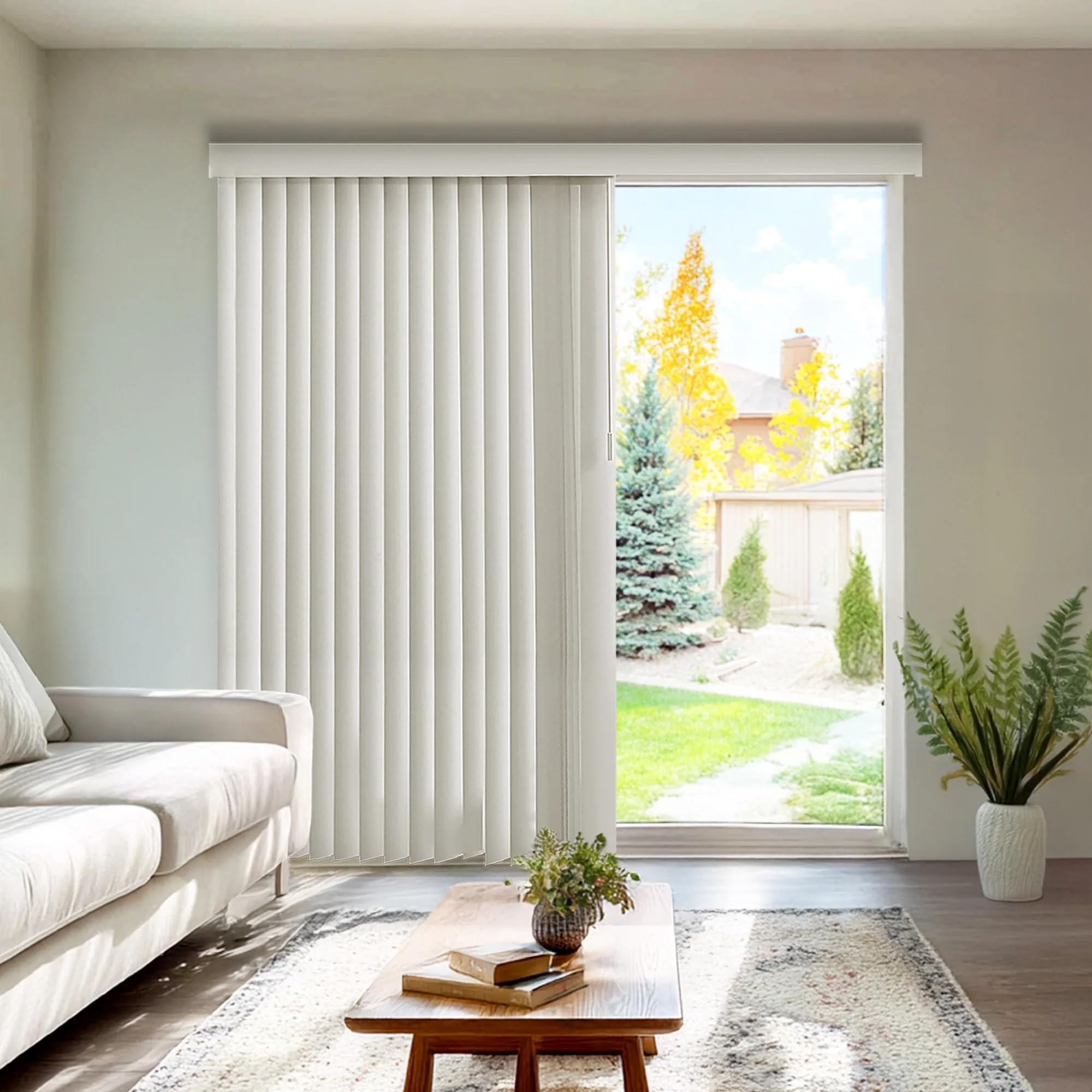 CHICOLOGY vertical blinds wand-tilt close-up showing versatile light control.