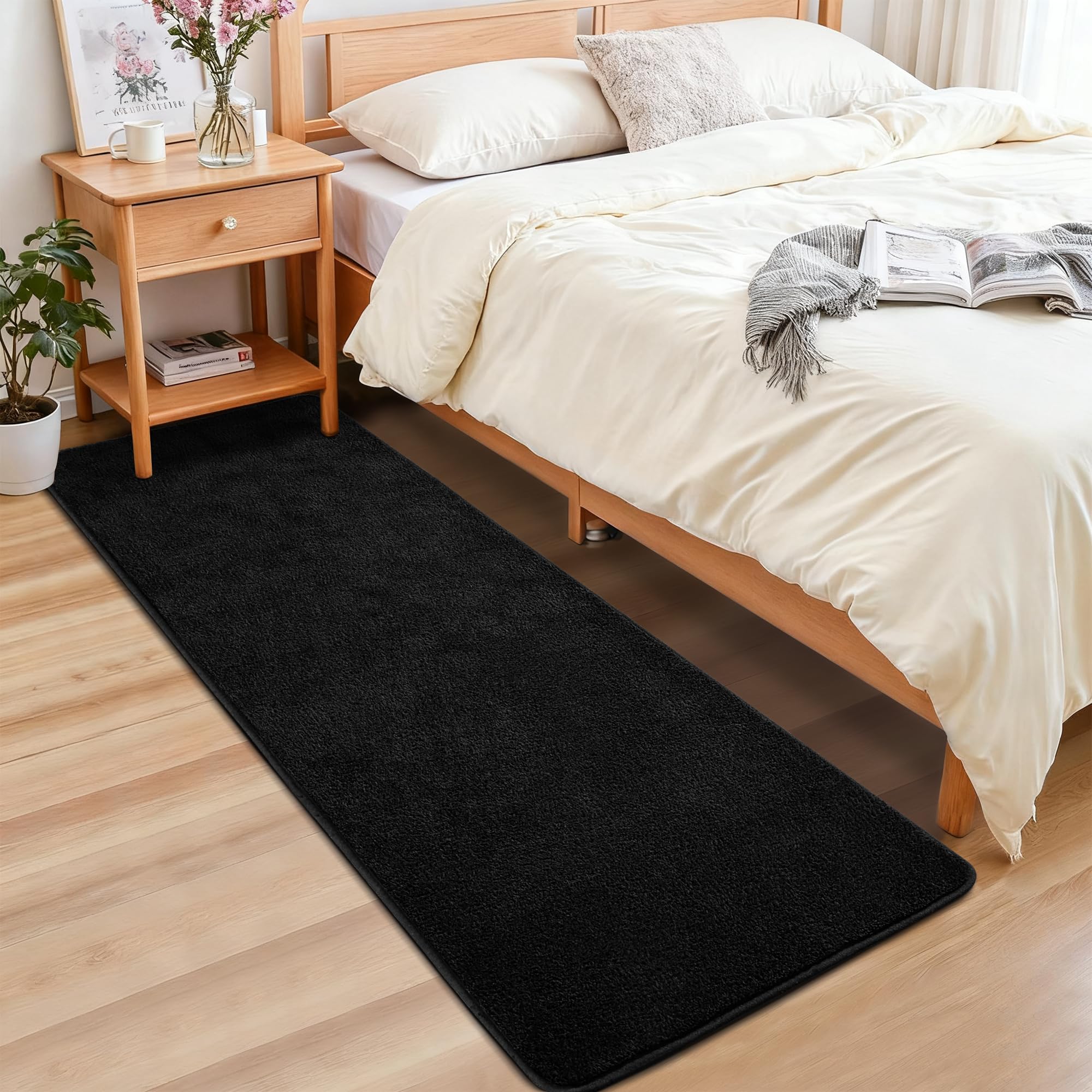 Chicrug minimalist runner in black for living room blending with modern decor