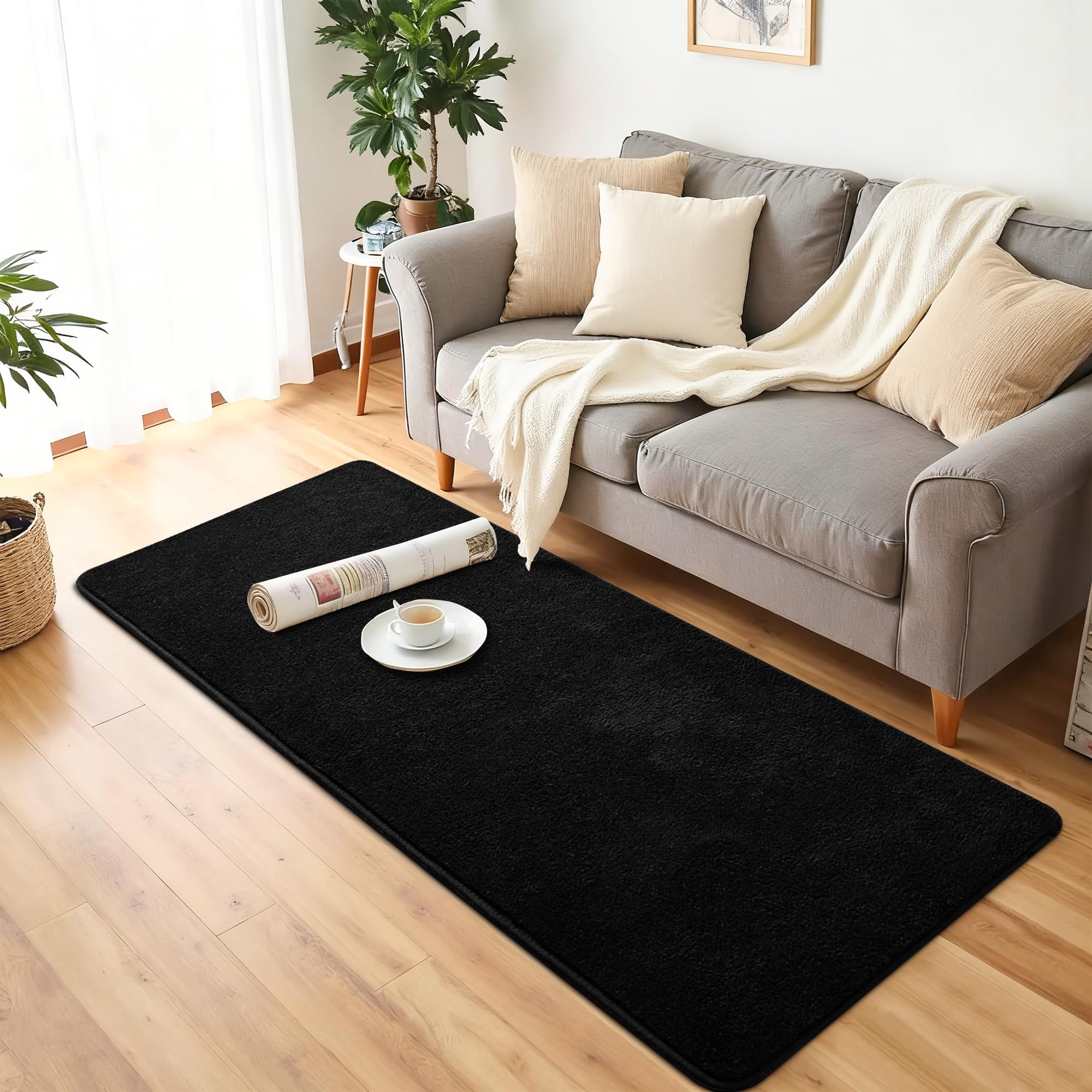 Chicrug non slip backing detail demonstrates secure placement for busy hallways