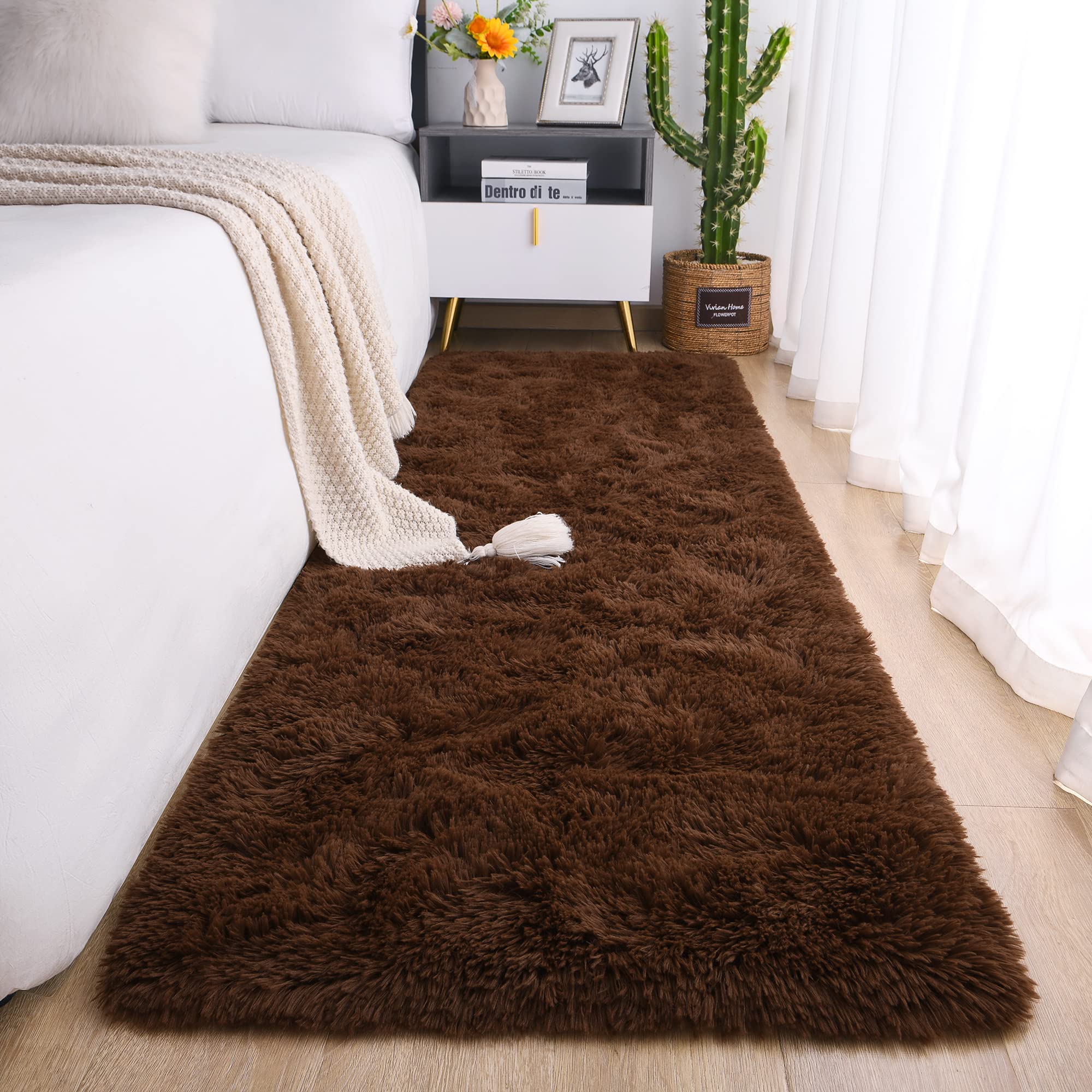 Chicrug soft runner rug in the bedroom with plush, cozy texture