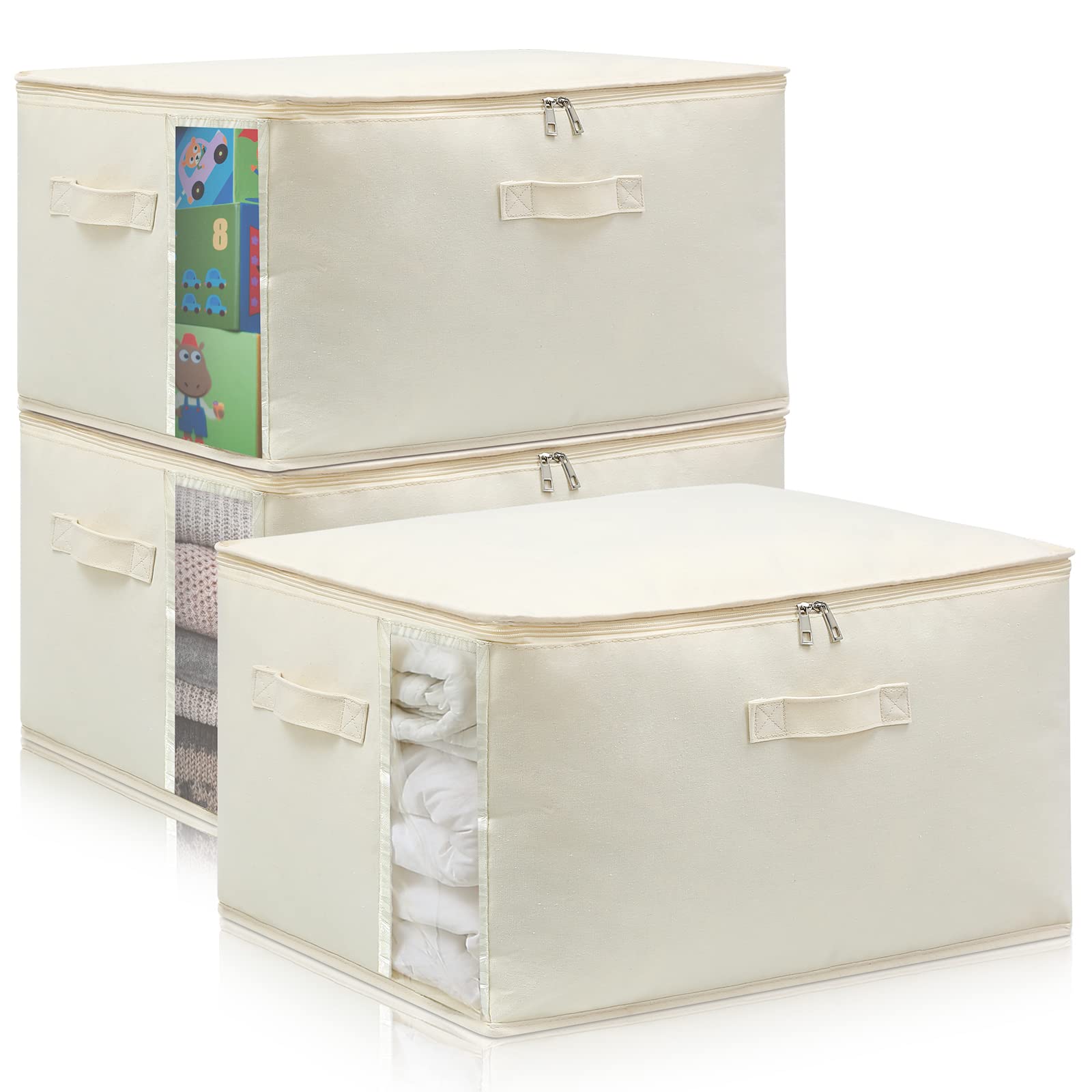 CHICVIE canvas 75L storage bag with side window for quick clothing identification