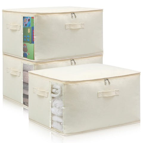 CHICVIE canvas 75L storage bag with side window for quick clothing identification