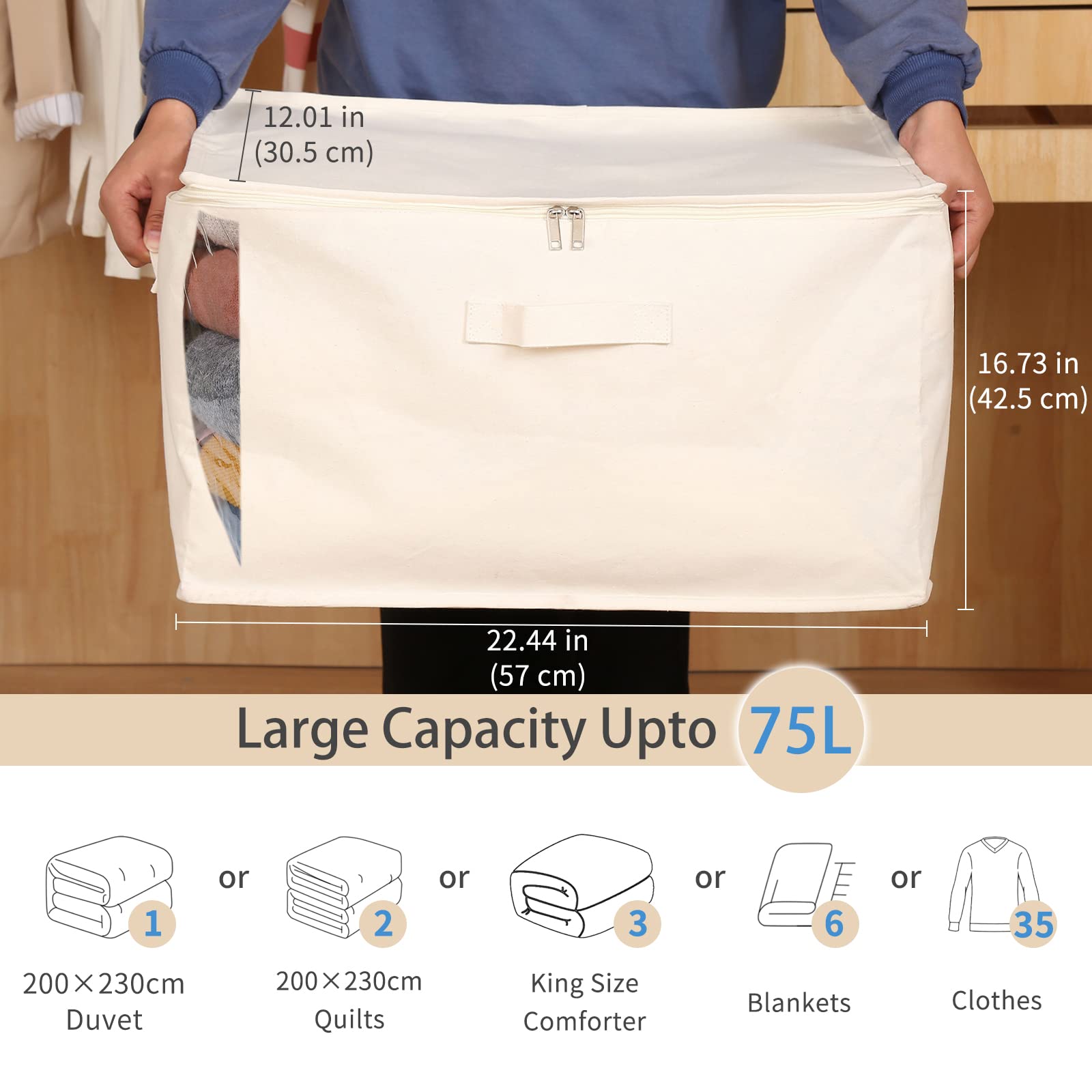 CHICVIE durable cotton canvas material highlighting long-lasting closet organization