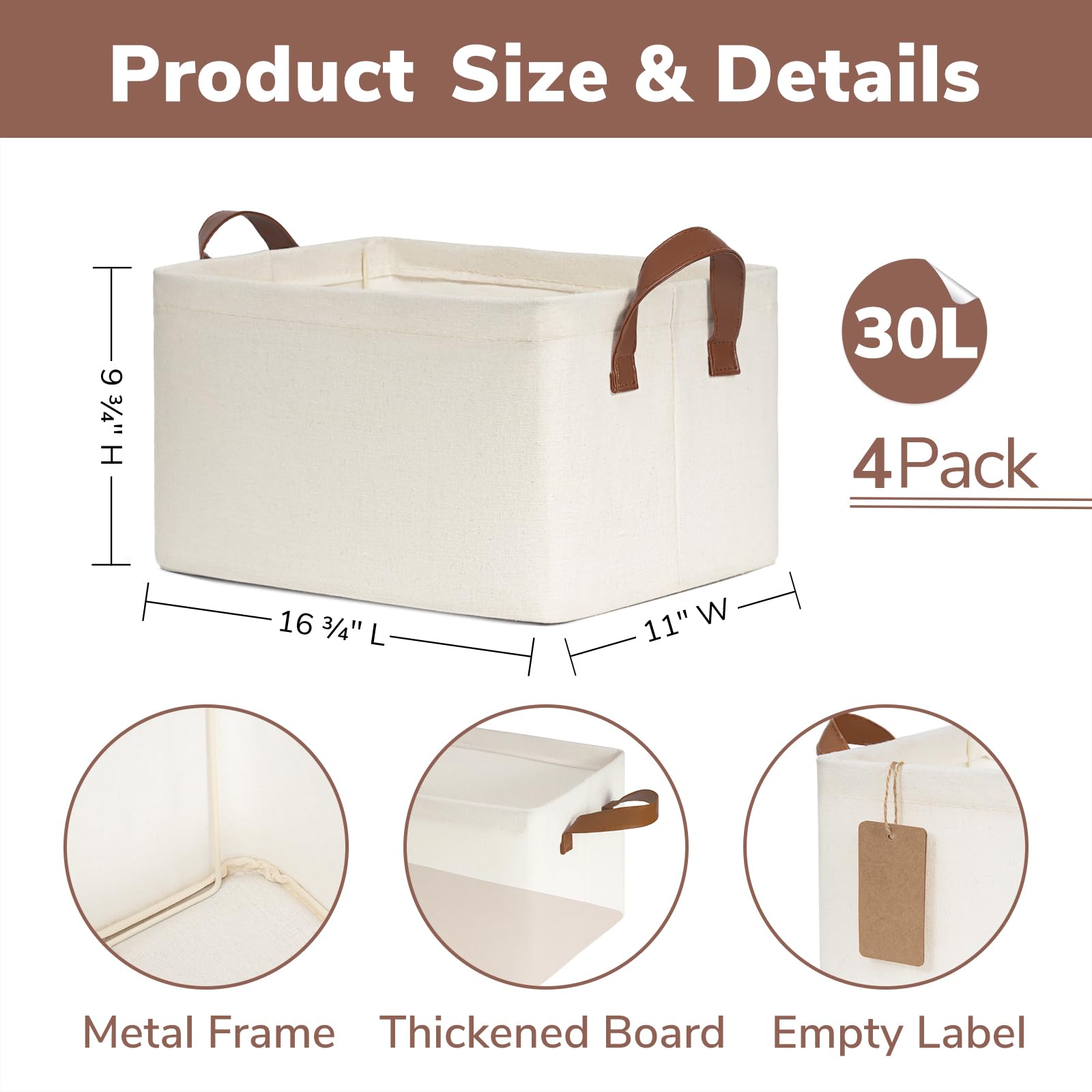CHICVITA closet storage bin beige internal coating protects contents from moisture