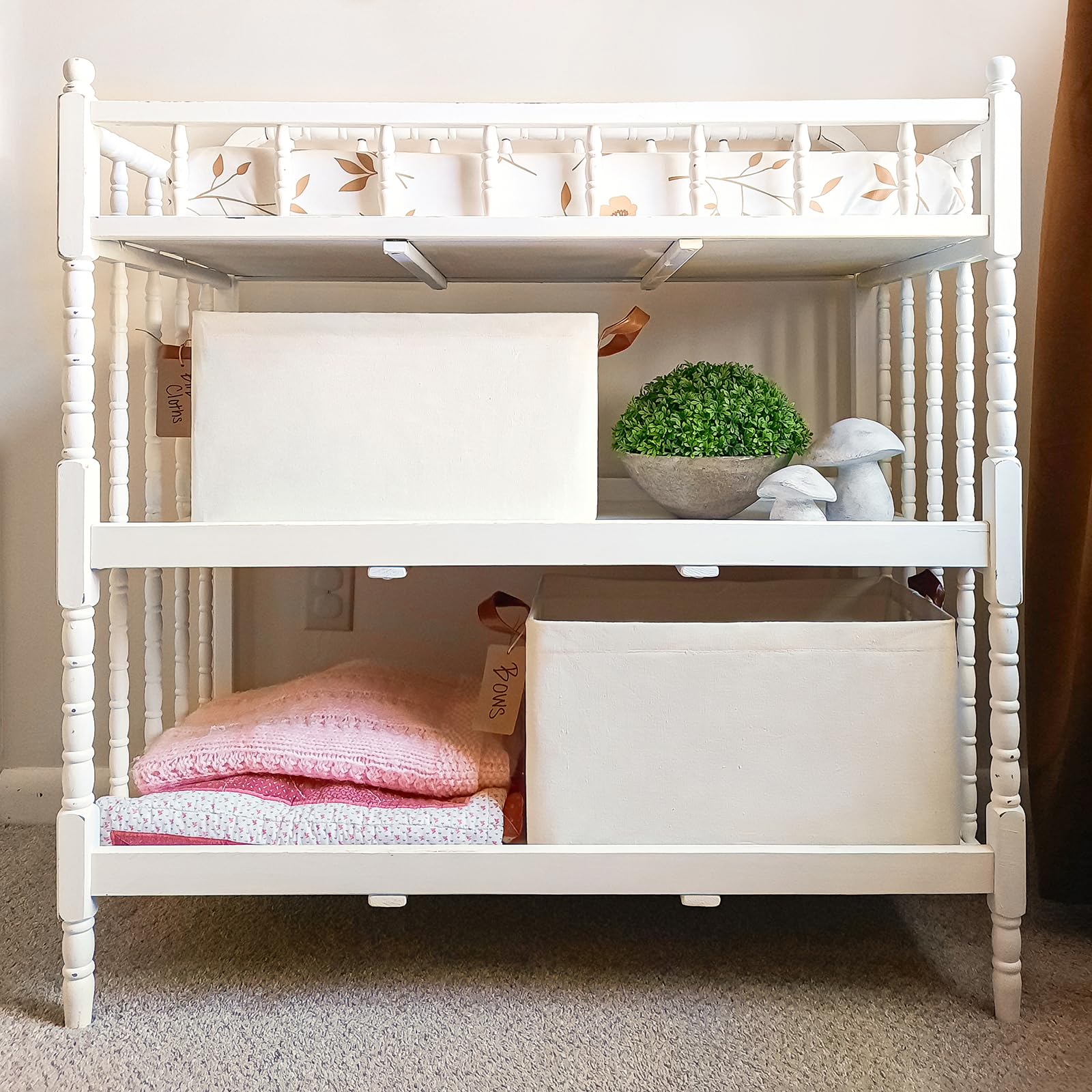 CHICVITA closet storage bin beige stackable design saves shelf space